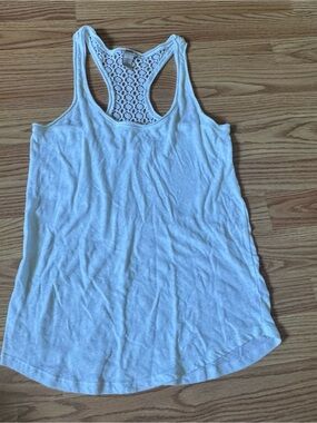 Arizona Jean Company White Crochet Back Racerback Tank